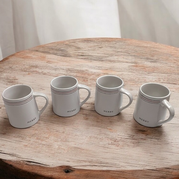 Hearth & Hand by Magnolia Stoneware “Merry” Mug Set of 4 Holiday mugs NWT - Picture 1 of 10
